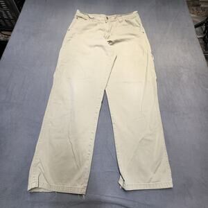 Wrangler Pants Mens 34x29 Beige Straight Leg Distressed Utility Workwear